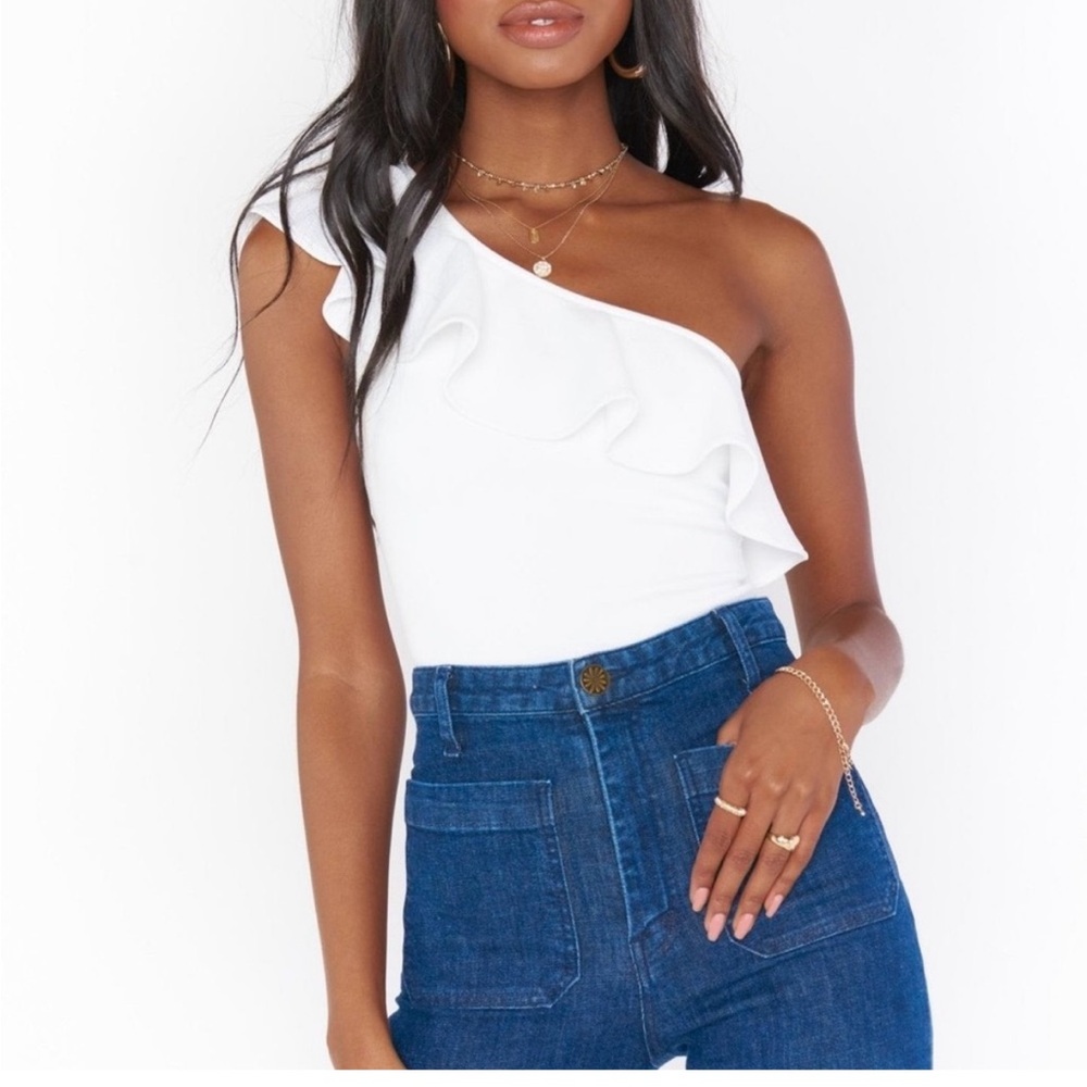 Show Me Your MuMu Ophelia Ruffle Bodysuit Small White